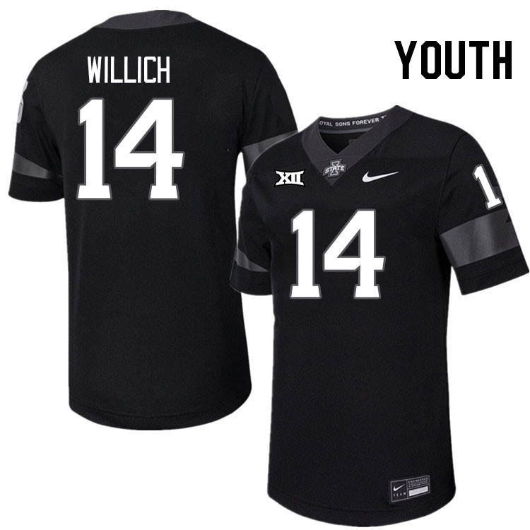 Youth #14 Carson Willich Iowa State Cyclones College Football Jerseys Stitched-Black